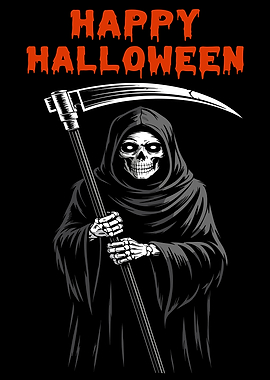 Happy Halloween Grim Reaper Illustration