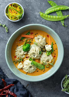 Momos in Curry with Vegetables