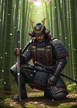 Samurai in Bamboo Forest