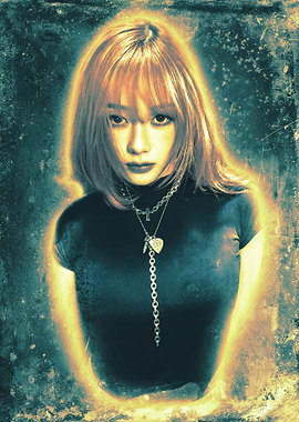 Portrait of a Giselle Aespa woman with necklaces