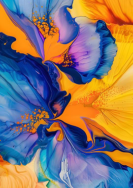 Abstract Floral Painting with Vibrant Colors
