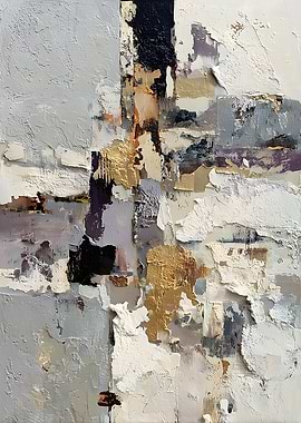 Abstract Painting with Gold Accents