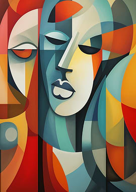 Abstract Cubism Faces Art
