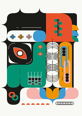 Neo Mordern Arcade | Vibrant Geometric Abstract Retro-Futurism