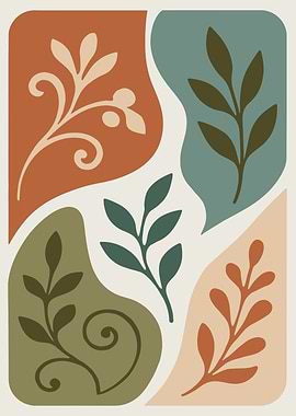 Abstract Floral Art with Earth Tones