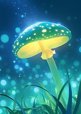 Glowing Mushroom in Enchanted Forest