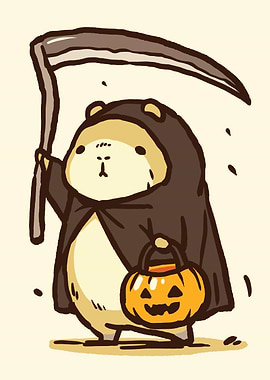 Hamster Grim Reaper Halloween Cartoon
