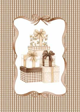 Watercolor Gift Boxes with Ribbon Frame
