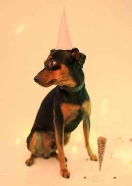 Party Dog with Cone Hat