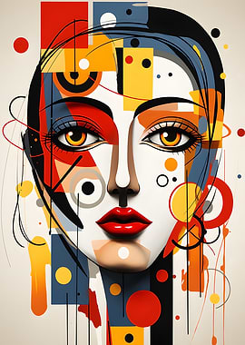 Abstract Woman Portrait with Geometric Shapes