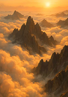 Golden Mountains Above the Clouds
