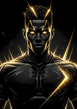 Black and Gold Superhero Portrait