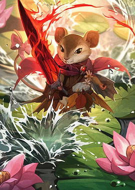 Brave Mouse Warrior with Fiery Sword