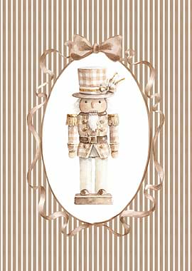 Watercolor Nutcracker in Oval Frame