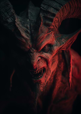 Detailed Demon Portrait with Horns
