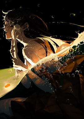 Girl Underwater Illustration