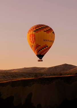 Hot Air Balloon Over Cappadocia Landscape