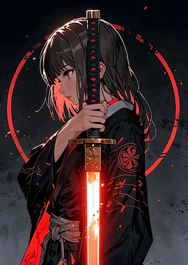 Anime Girl with Glowing Katana
