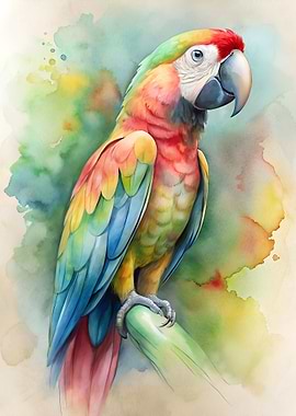 Colorful Parrot Watercolor Painting