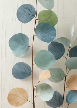 Eucalyptus Leaves Illustration on Textured Background