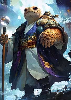 Anthropomorphic Turtle Monk with Staff