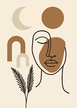 Abstract Face with Moon and Arches