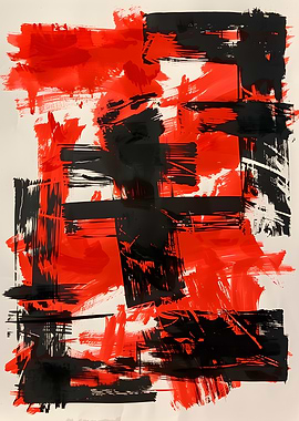 Abstract Red and Black Brushstrokes