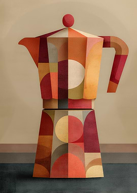 Scandinavian Geometric Coffee Poster — Moka Pot Art
