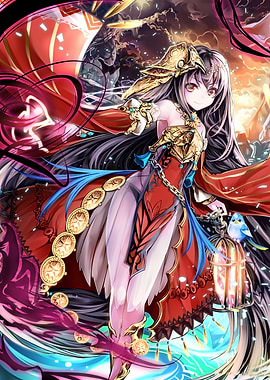 Anime Girl with Birdcage and Bird