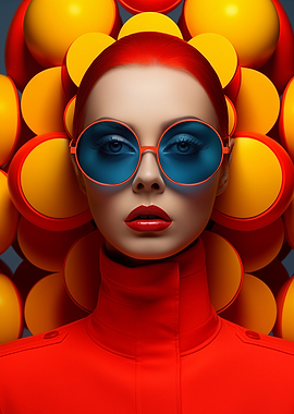Retro Woman with Spheres and Glasses