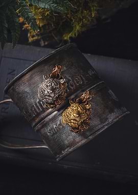 Rustic Mug with Lion Emblems