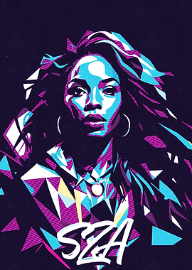 SZA Portrait - Geometric Pop Art