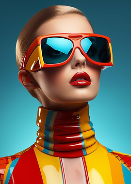 Retro Fashion Portrait with Bold Sunglasses