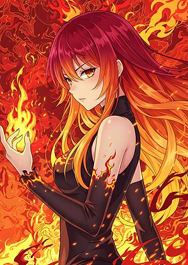 Anime Girl with Fire Powers