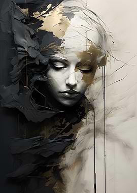 Abstract Portrait with Gold and Black