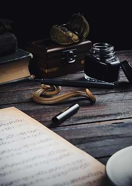 Vintage Writing Desk Still Life