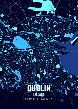 Dublin Midnight City Map