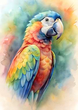 Colorful Parrot Watercolor Painting