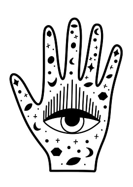Mystic Hand with Eye and Symbols