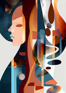 Abstract Portrait with Geometric Shapes