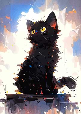 Stylized Black Cat Illustration