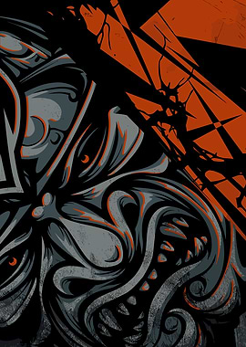 Abstract Graphic Design with Orange Accents