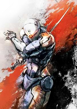 Cyborg Ninja with Sword Digital Art