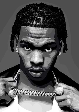 Lil Baby Portrait in Black and White