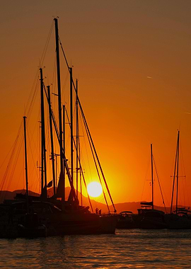 Sailboats at Sunset