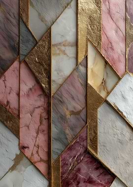 Geometric Marble and Gold Abstract Design