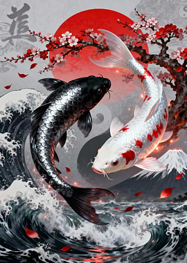 Yin Yang Koi Fish Art