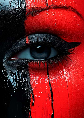 Red and Black Painted Face Close-up