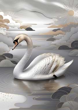 Elegant Swan in Serene Lake