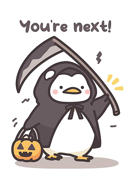 Cute Penguin Grim Reaper Halloween